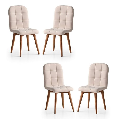 Sada jídelních židlí Retro Cream and Walnut, 4 ks