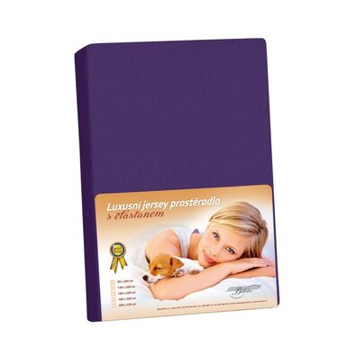 Bellatex Jersey prestieradlo s elastanom slivková, 200 x 220 cm