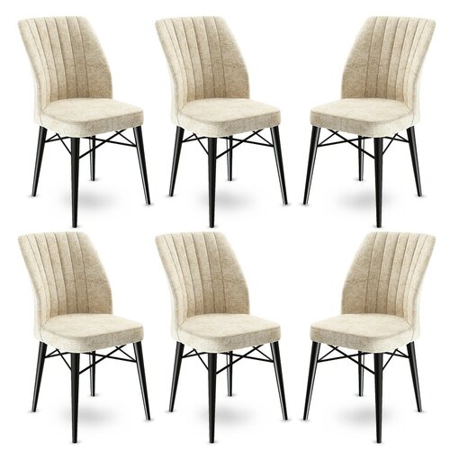 Set de scaune de sufragerie Flex Cream, 6 buc.