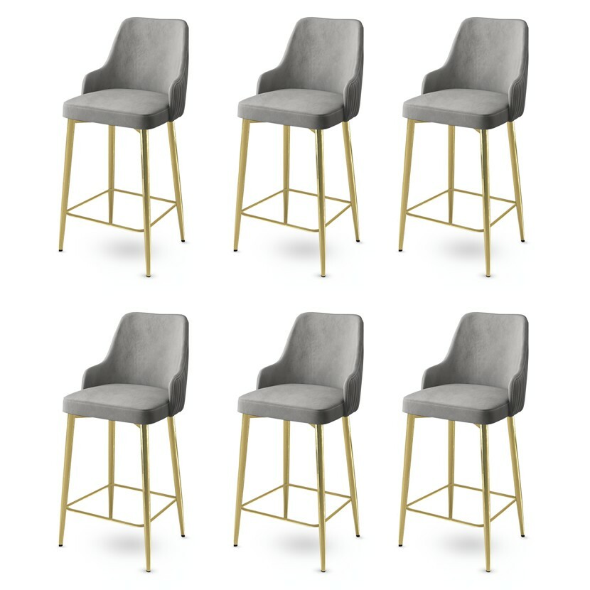 Zestaw krzeseł barowych Enox Grey and Gold, 6 szt., 6 szt.