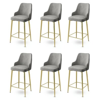Barstuhl-Set Enox Grey and Gold, 6 Stück