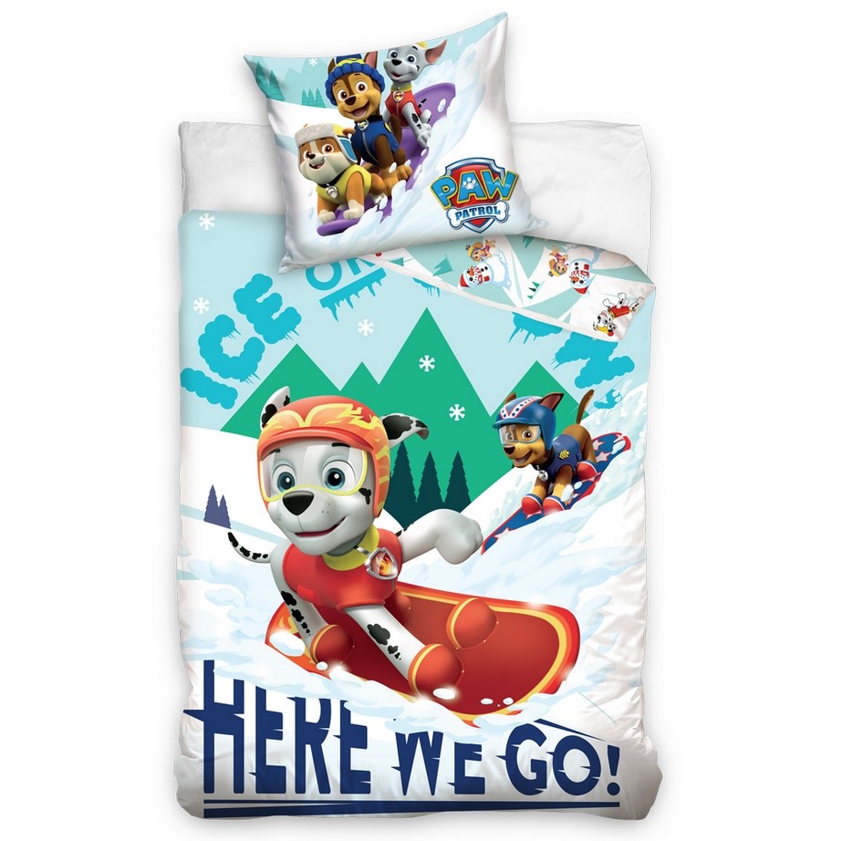 Carbotex Detské obliečky bavlna Tlapková Patrola Snowboarďáci