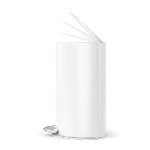 Simplehuman Педальний кошик для сміття 6 л, напівкруглий, білий сталь, пластик