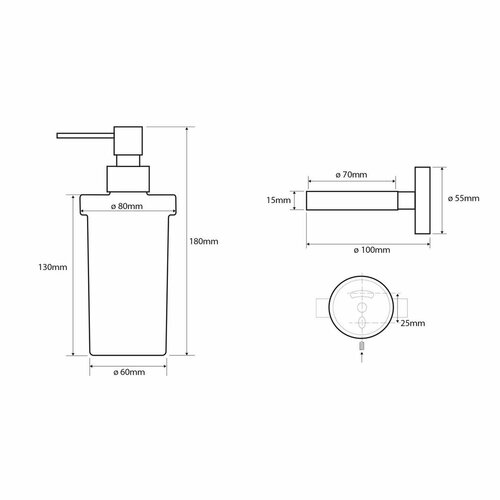 SAPHO XR101 X-Round dávkovač mýdla, mléčné sklo/chrom, 230 ml