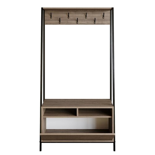 Věšák s botníkem Devin Walnut and Black