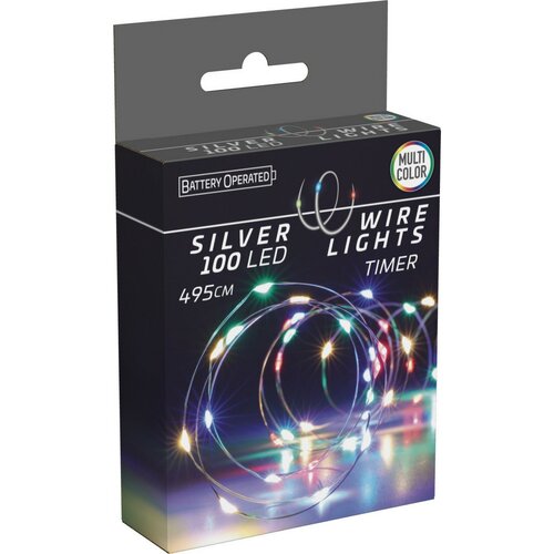 Дріт для освітлення з таймером Silver lights 100 LED, різнокольорові, 495 см