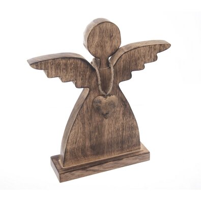 InDecor Ангел з мангового дерева з серцем, 19 x 6 x 29 см