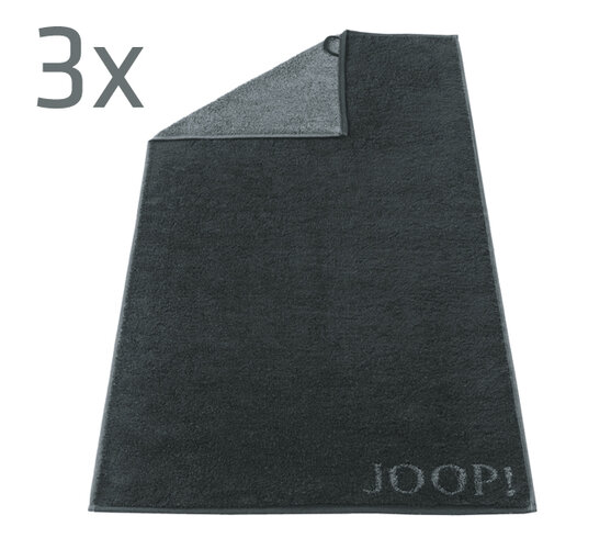 Ručník Doubleface JOOP! černý, 50 x 100 cm, sada 3, černá, 50 x 100 cm