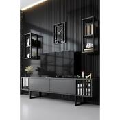 Chrome Anthracite and Black TV-állvány polcokkal