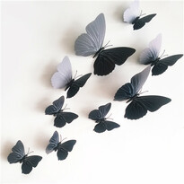 Samolepicí 3D motýlci s magnetem černá, 12 ks