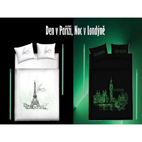 Bombažno postelno perilo Dan v Parizu, noč vLondonu, 140 x 200 cm, 70 x 90 cm