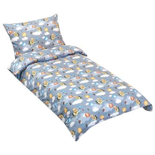 Bellatex Baumwollbettwäsche JuniorTeddybär im Flugzeug, 140 x 200 cm, 70 x 90 cm