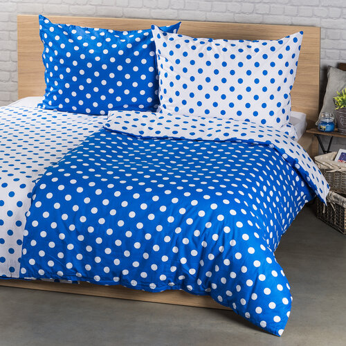 4Home Pościel bawełniana Niebieska kropka, 220 x 200 cm, 2x 70 x 90 cm