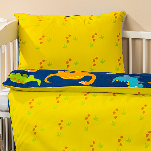 Lenjerie de pat copii, din bumbac, 4Home Dino, 100 x 135 cm, 40 x 60 cm