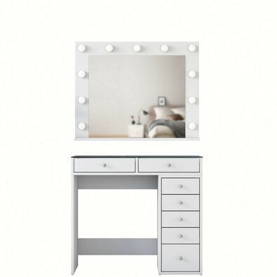 Schminktisch Verona White mit Glasplatte