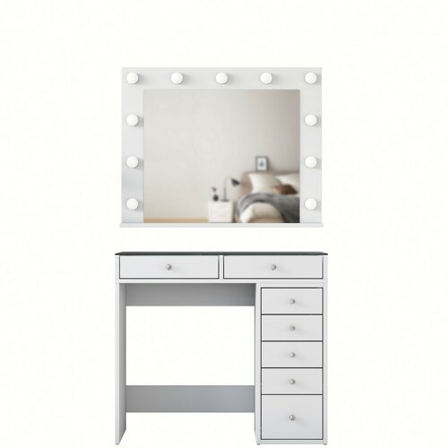 Schminktisch Verona White mit Glasplatte