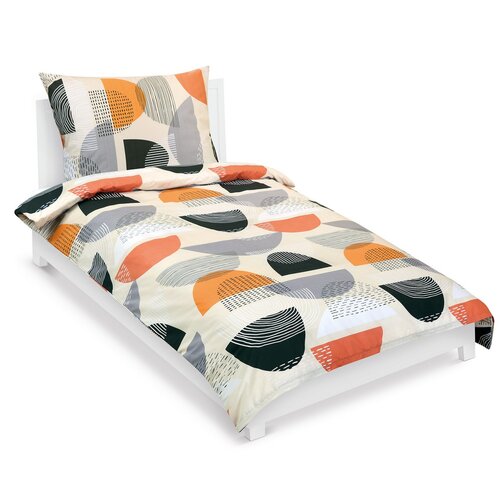 Bellatex Bombažno posteljnino Polkrog oranžna,siva, 140 x 200, 70 x 90 cm