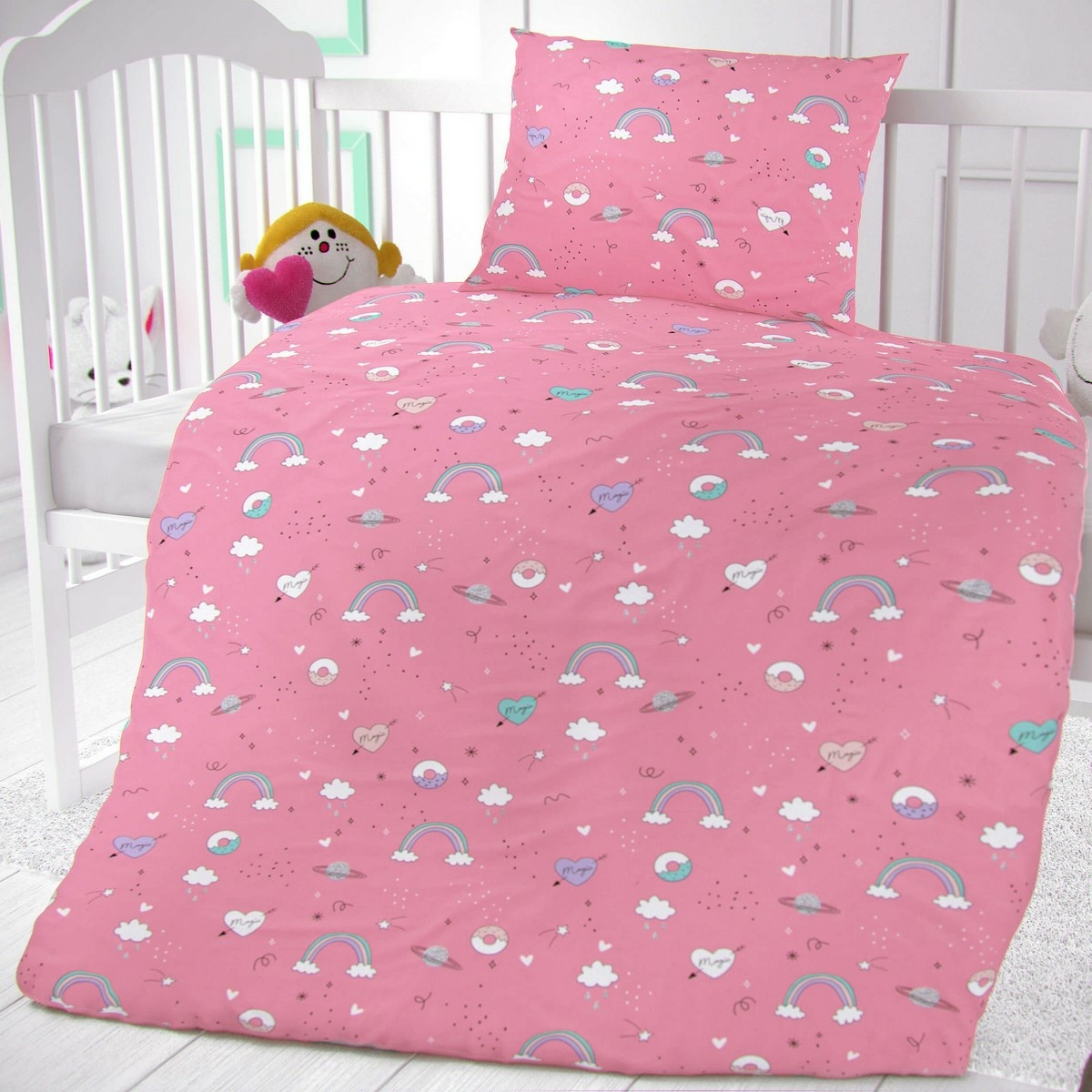 Poza Lenjerie de pat pentru patut de copii Noriiroz, 90 x 135 cm, 45 x 60 cm