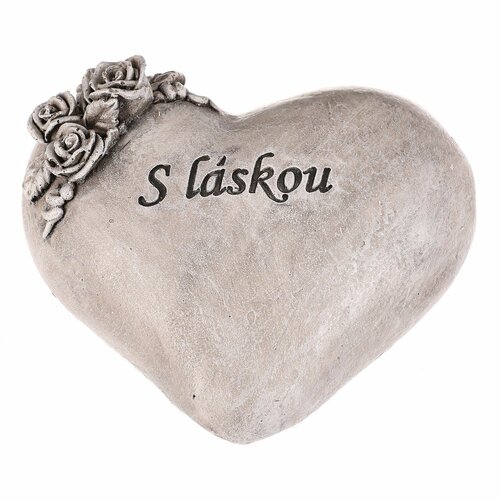 Pietní dekorace Srdce s růžemi - pietnídekorace, polyresin, šedá