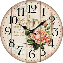 Drewniany zegar ścienny Flower of love, śr. 34 cm