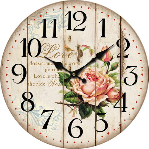 Wanduhr aus Holz Flower of love, D. 34 cmbeige,