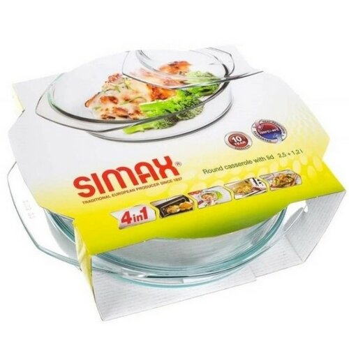 Simax Kerek üveg tepsi fedővel 3,7 l