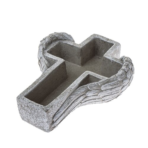 Pietna dekorácia Betónový kvetináč Kríž, 21,5 x 6,5 x 17,5 cm