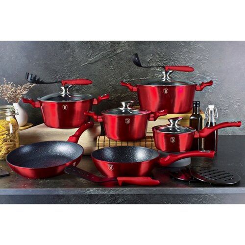 Set de oale de gătit Berlinger Haus 18 piese Burgundy Metallic Line