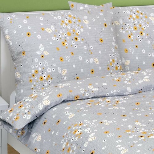 Bellatex Крепова постільна білизна Квіточка сіра, 140 x 200 см, 70 x 90 см
