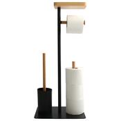 Suport pentru hârtie igienică cu perie și suport MSV Teiki 20 x 30 x 67 cm, negru