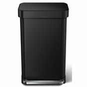 Simplehuman Pravokotni koš z pedalom in žepom zavrečke 45 l, črn