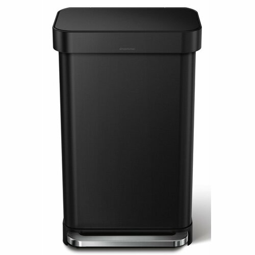 Simplehuman Pravokotni koš z pedalom in žepom zavrečke 45 l, črn