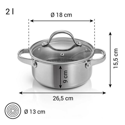 Oală cu capac Tescoma SteelCRAFT diametru 18 cm, 2 l