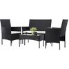Aldotrade Rattanowy zestaw ogrodowy GardenLine, czarny + kremowe siedziska