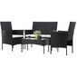 Aldotrade Rattanowy zestaw ogrodowy GardenLine, czarny + kremowe siedziska