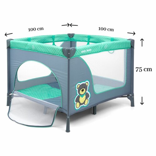 Tarc de joacă pliabil Milly Mally Funt Mint Bear , 100 x 100 cm
