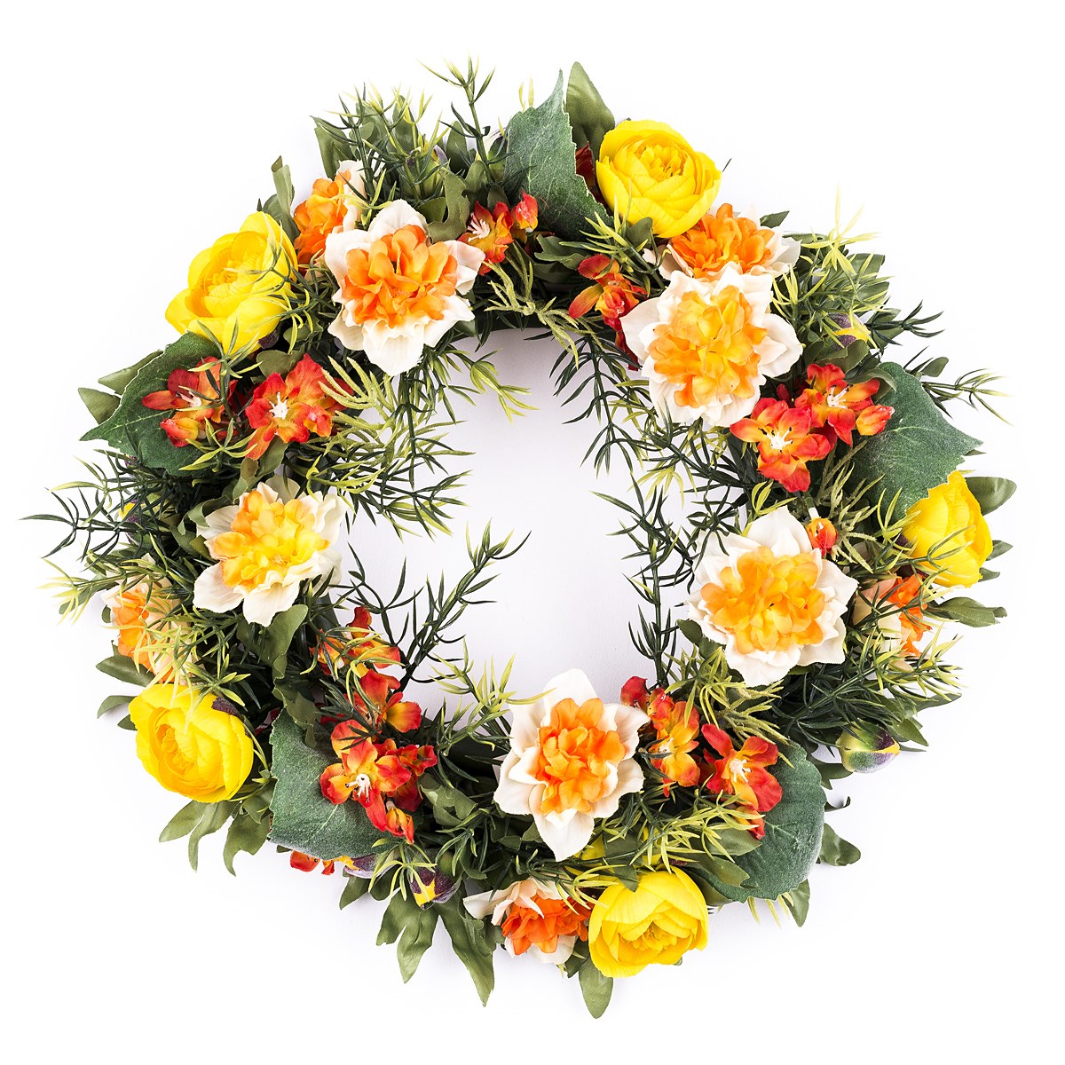 Veniec jarný ranunculus a narcis, 30 cm,