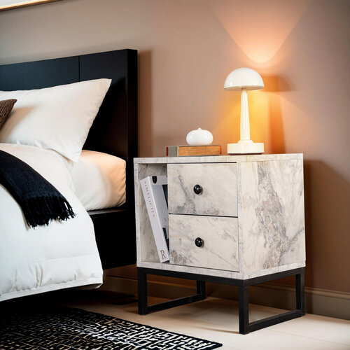 Nočna omarica Glimmer Fressia Marble Black