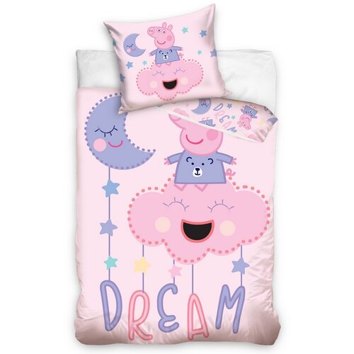 BedTex Dětské bavlněné povlečení do postýlky Prasátko Peppa Sladké Sny, 100 x 135 cm, 40 x 60 cm