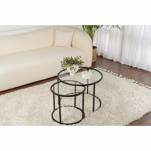 Komplet konferenčnih mizic Aurum Black 60 cm, 2kos