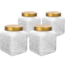 Altom Set of glass jars with golden lids Daisy 1.8l, 4 pcs