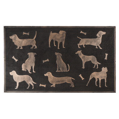 Covoraş din cauciuc Câini, cu patină de bronz, 75 x 45 cm