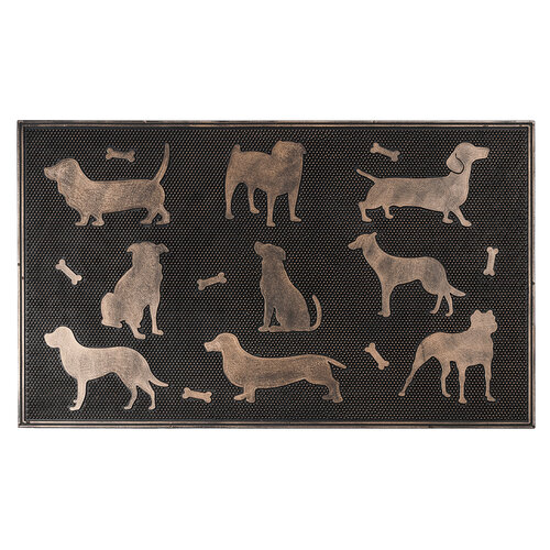 Gumová rohožka Psi bronzová patina, 75 x 45 cm