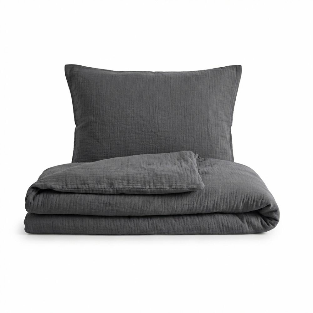E-shop Kvalitex Mušelínové obliečky tmavosivá, 140 x 200 cm, 70 x 90 cm, 140 x 200 cm, 70 x 90 cm