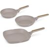 BerlingerHaus Set de tigăi cu suprafață din titan Taupe Nordic, 2+1 buc.