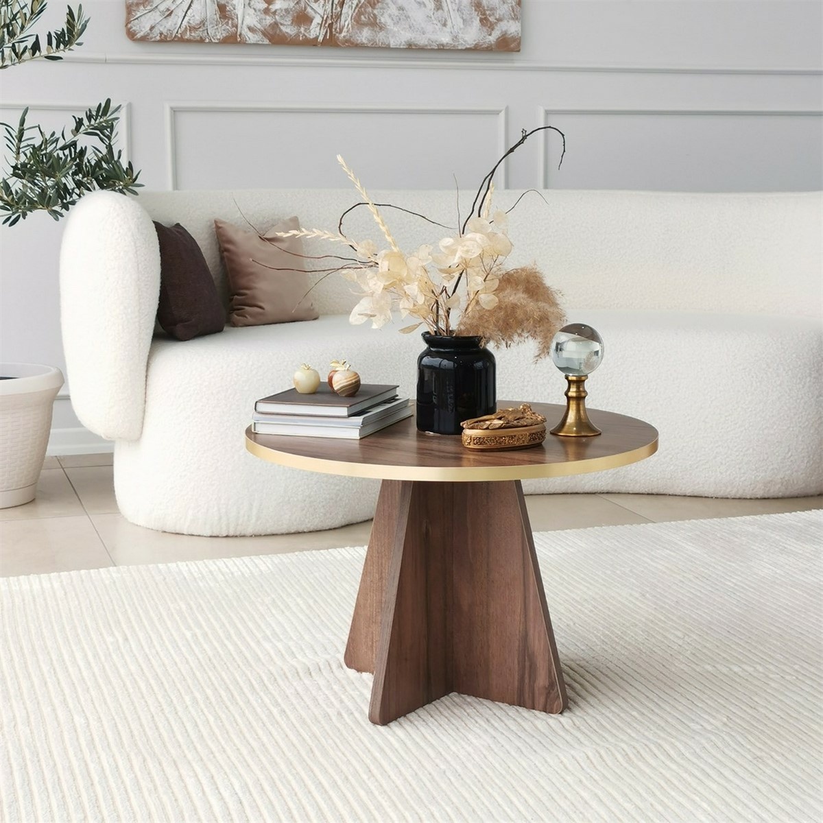 Konferenčný stolík Mushroom Gold and Walnut