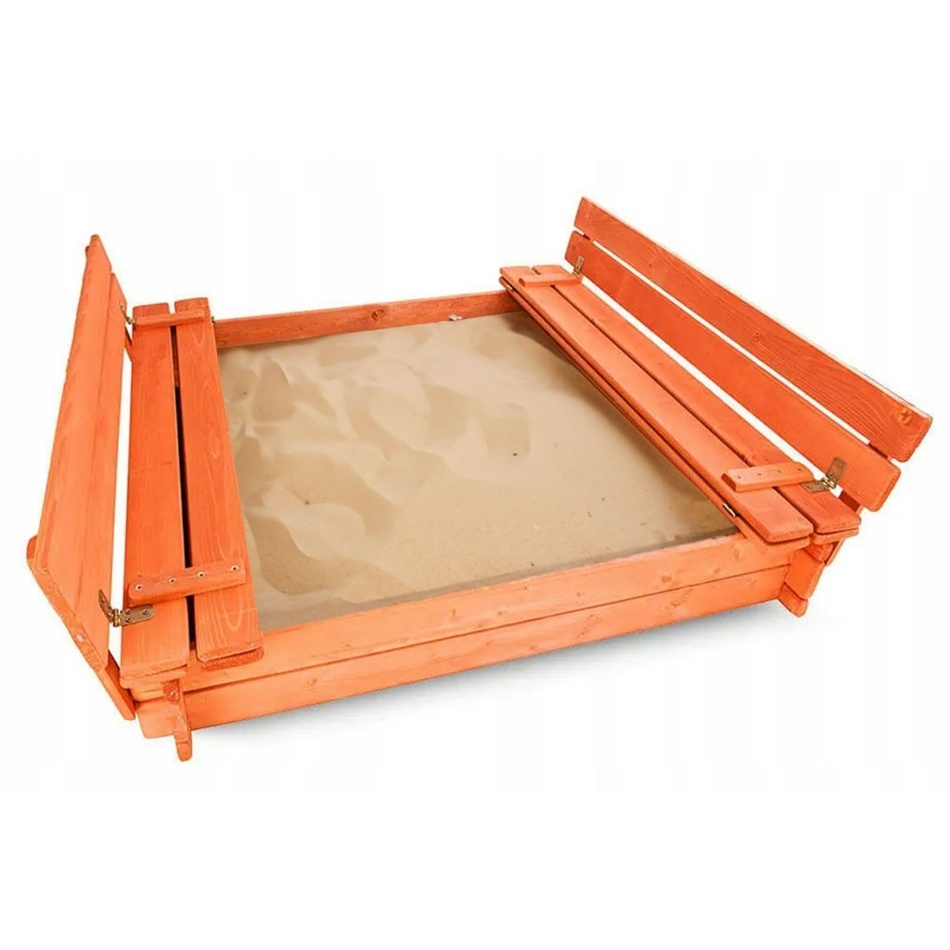 New Baby Dřevěné pískoviště s poklopem a lavičkami, 120 x 120 cm