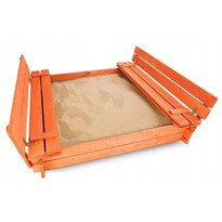 New Baby Drewniana piaskownica z pokrywą i ławkami, 120 x 120 cm
