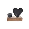 Sfeșnic din lemn de mango și metal InDecor, formăde inimă, 14 x 5 x 11 cm