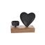 Sfeșnic din lemn de mango și metal InDecor, formăde inimă, 14 x 5 x 11 cm